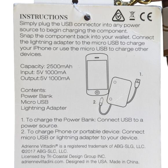 Adrienne Vittadini charging wallet taupe NWT - Picture 8 of 8